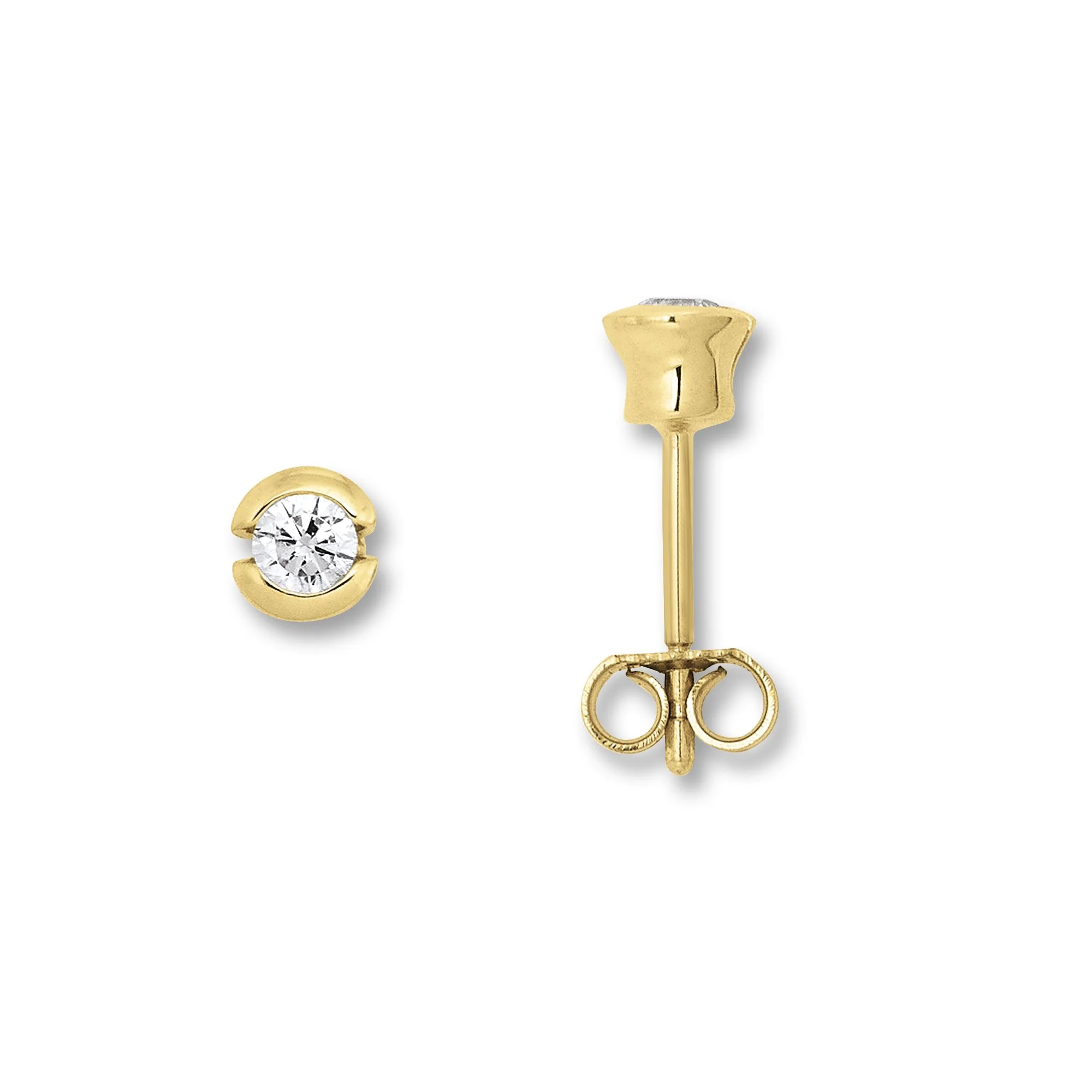 8K Gold | Ohrstecker Zarge Ø 3,0 mm Zirkonia
