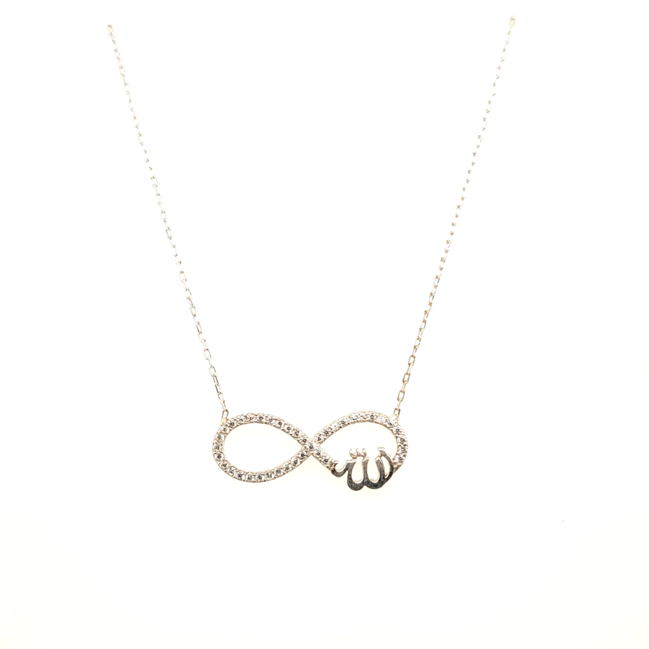925 Silber |  Halskette Infinity mit Allah und Zirkonia