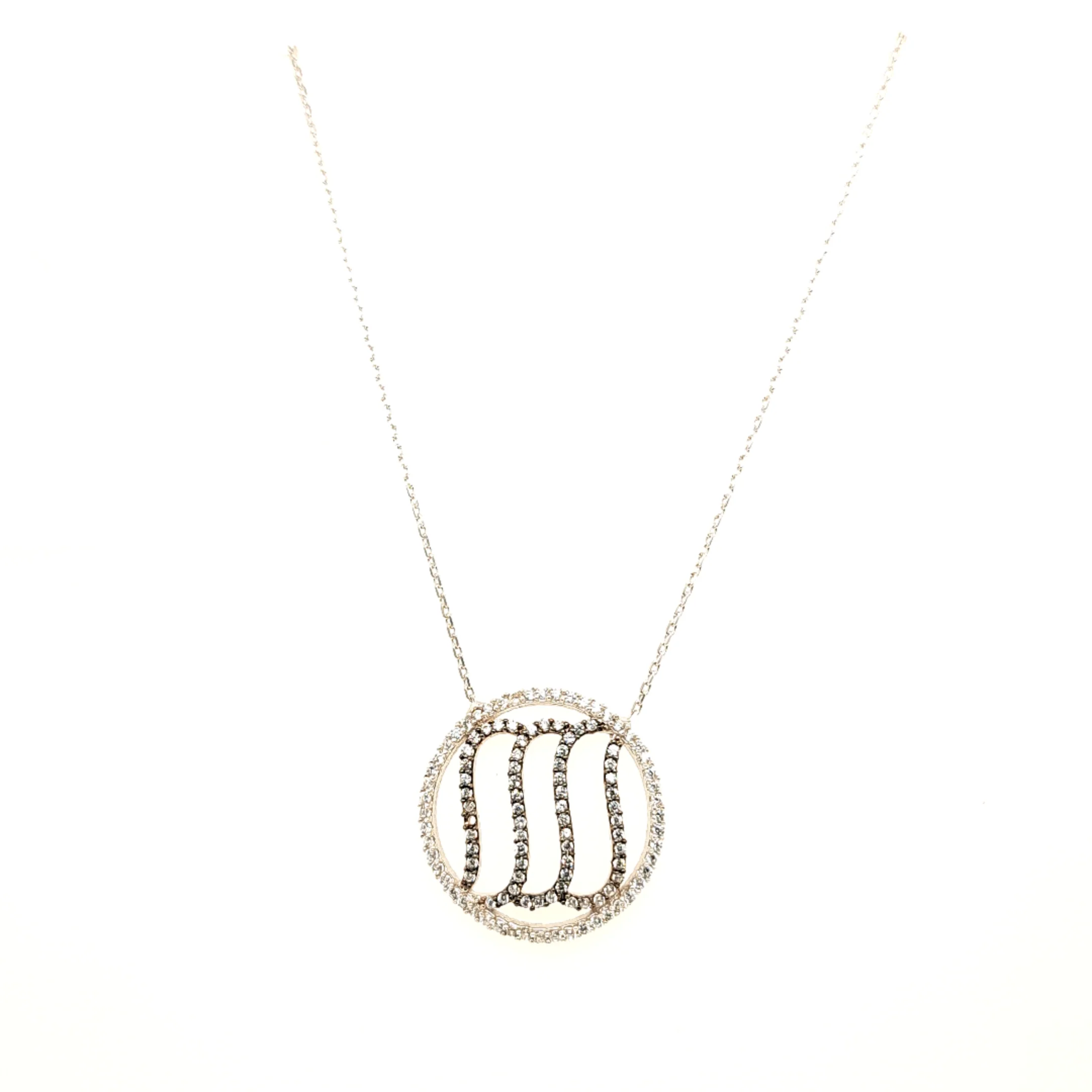 925 Silber |  Halskette Rund mit Zirkonia
