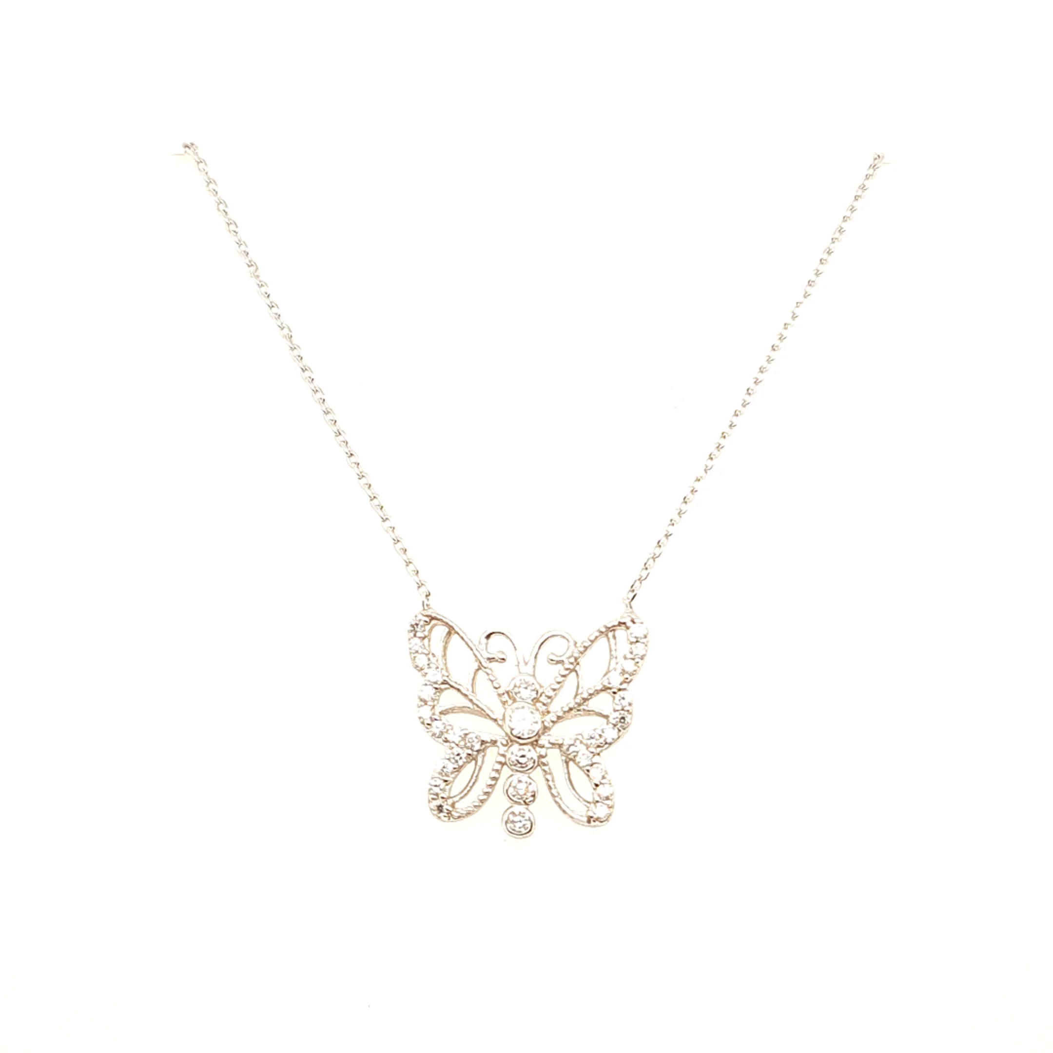 925 Silber |  Halskette Schmetterling mit Zirkonia